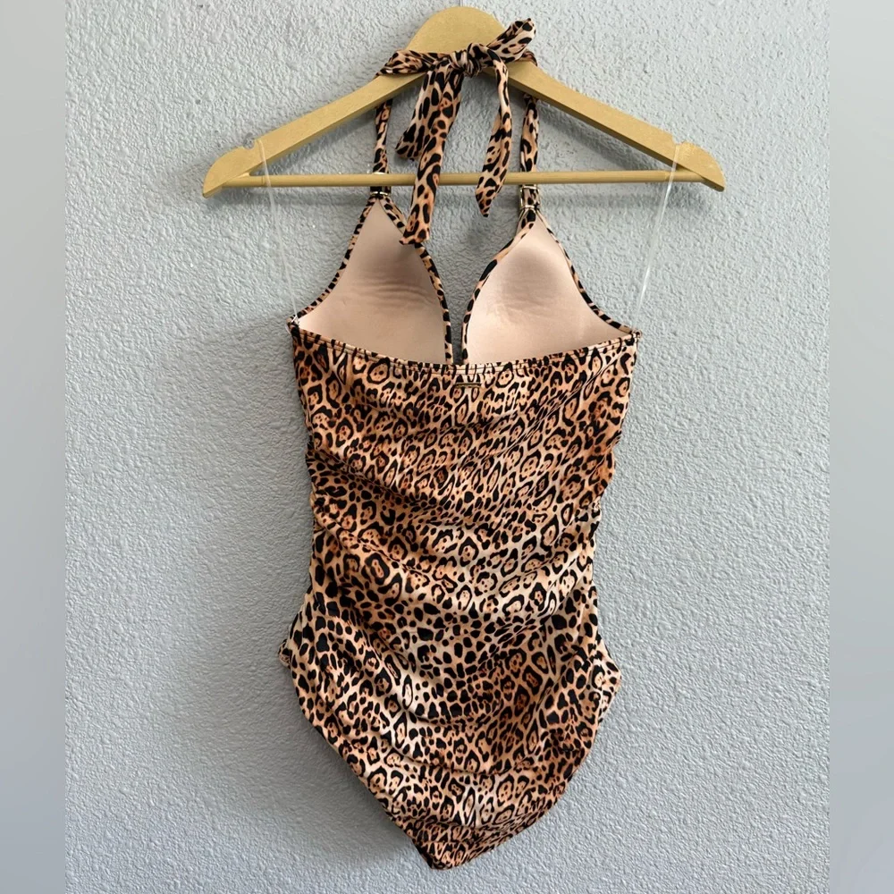 Victoria's Secret The Forever‎ Sexy Animal Print Halter Ruched Swimsuit Size Sm - Picture 6 of 7
